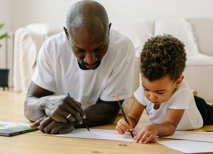father and son drawing