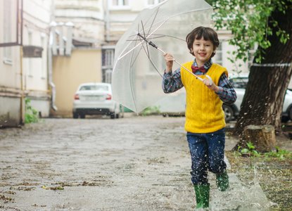 boy in puddle