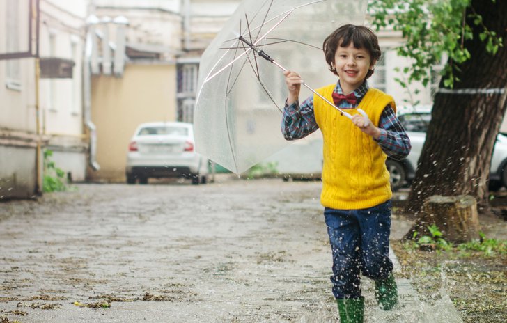boy in puddle