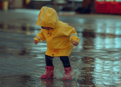 toddler in rain